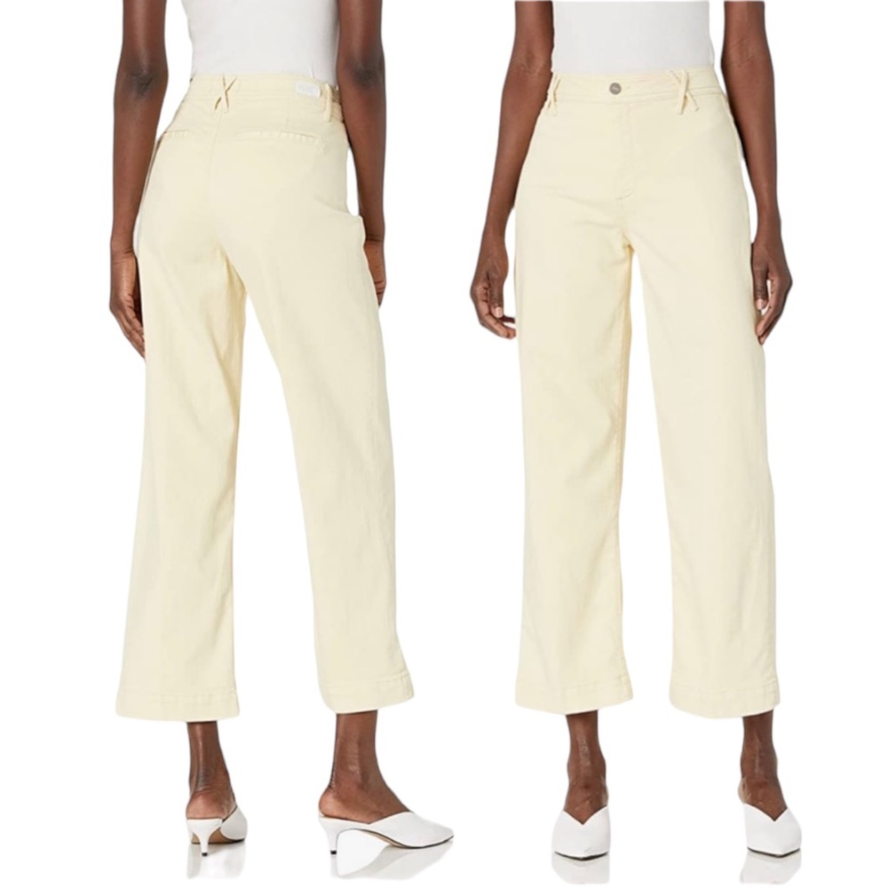 PAIGE Nellie Wide Leg Culotte Jeans in Light Yellow Size 27